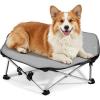 image:imagePecute Foldable Elevated Dog Bed with Sturdy Wire FramePortable Folding Pet Cot for Small DogBreathable Outdoor Dog Bed with NoSlip Feet amp Cooling MatChewProofTravelPatios OutdoorIndoorXLLwith Cooling Blanket