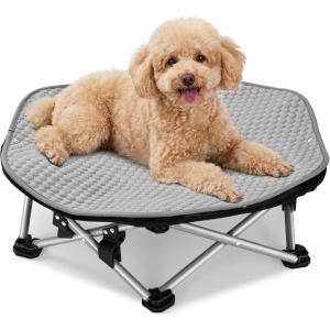 image:imagePecute Foldable Elevated Dog Bed with Sturdy Wire FramePortable Folding Pet Cot for Small DogBreathable Outdoor Dog Bed with NoSlip Feet amp Cooling MatChewProofTravelPatios OutdoorIndoorXLMwith Cooling Blanket
