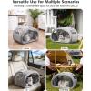 image:imagePecute Cat Cooling House with Cooling Mat for Small Dogs Indoor Cat bed with insulation and 6 builtin ice packs Foldable Transparent Window Outdoor Cat House for Small Pets Under 132lbs Cream MGrey
