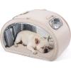 image:imagePecute Cat Cooling House with Cooling Mat for Small Dogs Indoor cat Bed with Insulation and 6 Builtin ice Packs Foldable Transparent Window Outdoor Cat House for Pets Under 176lbs Cream L