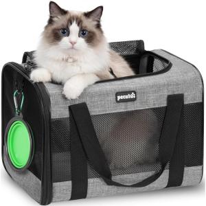 image:imagePecute Cat Carrier Dog Carrier XL up to 18lbs Pet Travel Handbag with Foldable Bowl Breathable Mesh Fabric Suitable for LongShort Trips Camping Outdoor Travel