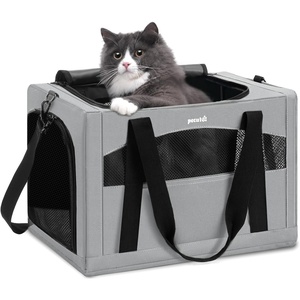 image:imagePecute Pet Carrier for Cat up to 15lbs Stable 5mm Steel Frame SoftSided Dog Carrier Anxiety Relief Hidden Privacy Partition Safe Pet Carrier for Car Travel Washable Foldable Dark Green XLGray Regular