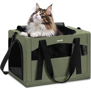 image:imagePecute Pet Carrier for Cat up to 15lbs Stable 5mm Steel Frame SoftSided Dog Carrier Anxiety Relief Hidden Privacy Partition Safe Pet Carrier for Car Travel Washable Foldable Dark Green XLGreen XL