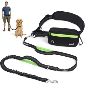 image:imagePecute Hands Free Running Leash for Large Dog Waist Leash for Dog Walking with Pouch Removable Shock Absorbing Bungee Thickened Lumbar pad amp Comfortable Dual Handles Training for 33120lbs DogsBlack