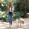 image:imagePecute 32ft Retractable Dog Leash with Reflective Strips 360 TangleFree OneButton Control amp Sturdiness Nylon Material Long Leash Retractable with Poop Bag Holder for Small Medium DogGreen