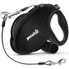 image:imagePecute 32ft Retractable Dog Leash with Reflective Strips 360 TangleFree OneButton Control amp Sturdiness Nylon Material Long Leash Retractable with Poop Bag Holder for Small Medium DogBlack