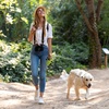 image:imagePecute 32ft Retractable Dog Leash with Reflective Strips 360 TangleFree OneButton Control amp Sturdiness Nylon Material Long Leash Retractable with Poop Bag Holder for Small Medium DogGreen
