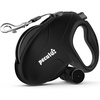 image:imagePecute 32ft Retractable Dog Leash with Reflective Strips 360 TangleFree OneButton Control amp Sturdiness Nylon Material Long Leash Retractable with Poop Bag Holder for Small Medium DogBlack