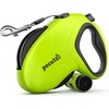 image:imagePecute 32ft Retractable Dog Leash with Reflective Strips 360 TangleFree OneButton Control amp Sturdiness Nylon Material Long Leash Retractable with Poop Bag Holder for Small Medium DogGreen