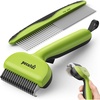 image:imagePecute SelfCleaning Undercoat Rake for Dogs and Cats 304 Stainless Steel Dematting Deshedding Tool Combo Deshedding Brush for Thick Double Coats Long Hair with Dense Undercoats Heavy Shedding