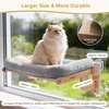 image:imagePecute Cat Window Hammock Foldable Space Saving Cat Window Bed with Soft Cushion Sturdy Wood Frame Hanging Cats Lounge Seat Collapsible Large Perch with Suction Cups for Indoor CatsGrey 26 LGrey