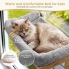 image:imagePecute Cat Window Hammock Foldable Space Saving Cat Window Bed with Soft Cushion Sturdy Wood Frame Hanging Cats Lounge Seat Collapsible Large Perch with Suction Cups for Indoor CatsGrey 26 LGrey