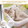 image:imagePecute Cat Window Hammock Foldable Space Saving Cat Window Bed with Soft Cushion Sturdy Wood Frame Hanging Cats Lounge Seat Collapsible Large Perch with Suction Cups for Indoor CatsGrey 26 LWhite