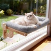 image:imagePecute Cat Window Hammock Foldable Space Saving Cat Window Bed with Soft Cushion Sturdy Wood Frame Hanging Cats Lounge Seat Collapsible Large Perch with Suction Cups for Indoor CatsGrey 26 LGrey