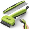 image:imagePecute SelfCleaning Undercoat Rake for Dogs and Cats 304 Stainless Steel Dematting Deshedding Tool Combo Deshedding Brush for Thick Double Coats Long Hair with Dense Undercoats Heavy SheddingGreenSelfCleaning