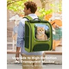 image:imagePecute Cat Backpack CarrierLarge Space Cat Bubble BackpackErgonomicKhaki  Color BlockingSunshade curtainFolding bowlTransparent windowSturdyLarge mesh on both sides for breathabilityGreenonGreen Color Blocking