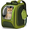 image:imagePecute Cat Backpack CarrierLarge Space Cat Bubble BackpackErgonomicKhaki  Color BlockingSunshade curtainFolding bowlTransparent windowSturdyLarge mesh on both sides for breathabilityGreenonGreen Color Blocking