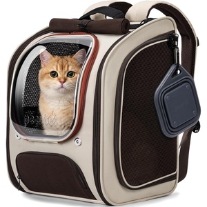 image:imagePecute Cat Backpack CarrierLarge Space Cat Bubble BackpackErgonomicKhaki  Color BlockingSunshade curtainFolding bowlTransparent windowSturdyLarge mesh on both sides for breathabilityKhakionKhaki Color Blocking