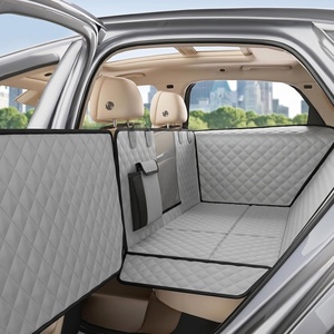 image:imagePecute Dog Car Seat Cover for Back Seat 5354  2362 in Car Window Fixing for Maximum Car Protection Leather Fabric Back Seat Extender for Dogs Waterproof amp ScratchResistant Support to 330 lbsfull surrounded style gray