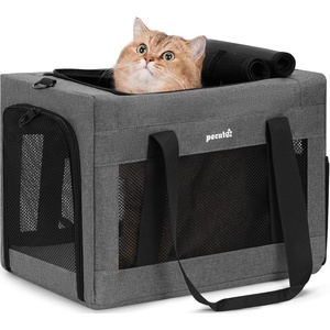image:imagePecute Cat Carrier Portable Dog Carrier with Stable Structure Breathable Mesh Fabric Bag for PetsGrey