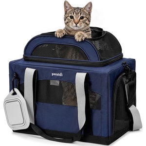 image:imagePecute Top Expandable Cat Carrier Sturdy Pet Bag with 5mm AntiCollapse Steel Frame Soft Dog Carrier for Car Travel Vet Visits Outdoor HammockFoldable Travel Crate with Leakproof Pee Pad amp BowlBlueBlue