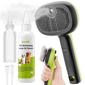 image:imagePecute SelfCleaning Steam Dog Cat Brush amp Leavein Conditioner Cool Mist  Smoothing amp hair removal Skinfriendly Shedding control For wateranxious pets 2 spray modes XL tank 240min runtimeGreen120ml