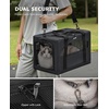 image:imagePecute Cat Carrier Stable Pet Carrier with Privacy PartitionLight Blue  Safe For Car Travel Stable Steel Frame SoftSided Pet Carrier Bag For Dogs And Cats Up To 11lbs Foldable DesignDark Gray