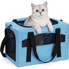 image:imagePecute Cat Carrier Stable Pet Carrier with Privacy PartitionLight Blue  Safe For Car Travel Stable Steel Frame SoftSided Pet Carrier Bag For Dogs And Cats Up To 11lbs Foldable DesignLight Blue