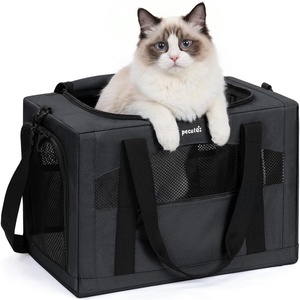 image:imagePecute Cat Carrier Stable Pet Carrier with Privacy PartitionLight Blue  Safe For Car Travel Stable Steel Frame SoftSided Pet Carrier Bag For Dogs And Cats Up To 11lbs Foldable DesignDark Gray