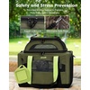 image:imagePecute Cat CarrierTop Expandable Dog Crate for Travel Green  5mm AntiCollapse Steel Frame Soft Mesh Vet Visits Foldable Travel CrateOutdoor Hammock Leakproof Pee Pad amp BowlGreen